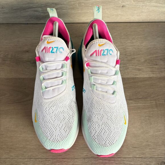 Nike Air Max 270 Shoes Womens Size 9 White Teal Pink Running CJ0568-100 - Picture 2 of 7